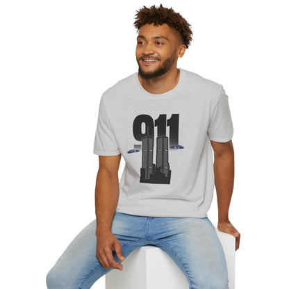 guy wearing 911 t-shirt