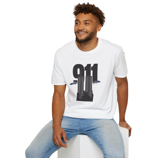 person wearing 911 T-shirt