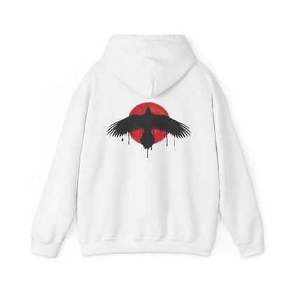 white hoodie with eagle on the back