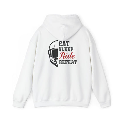 eat sleep ride repeat white hoodie